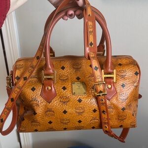 MCM Cognac Visetos Satchel Boston Bag